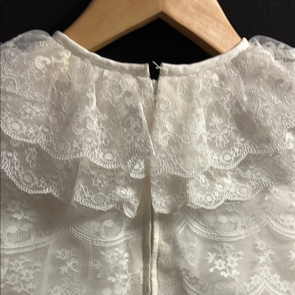 Dorissa international Nicole White lace Ruffled dress Bishop Sleeves size 7 - Picture 8 of 9